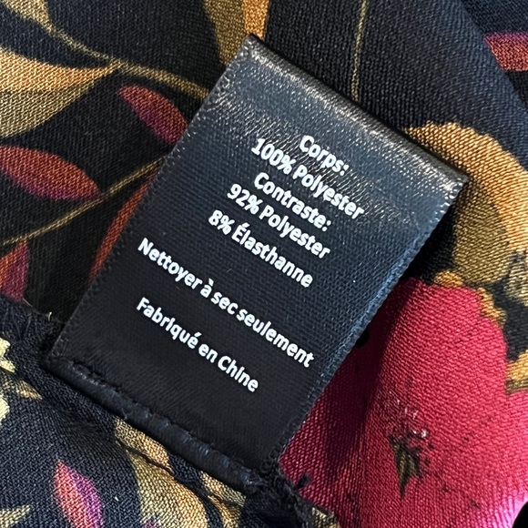 ASTR Blondie Floral Surplice Bodysuit Puff Long Sleeve V-Neck Black S - Picture 9 of 11